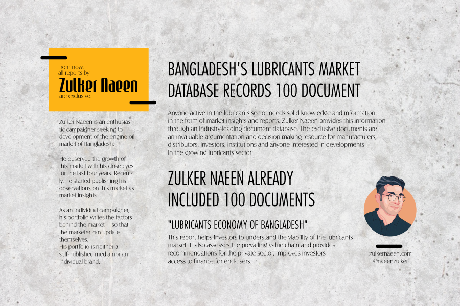Bangladesh's lubricants market database records 100 document Zulker Naeen